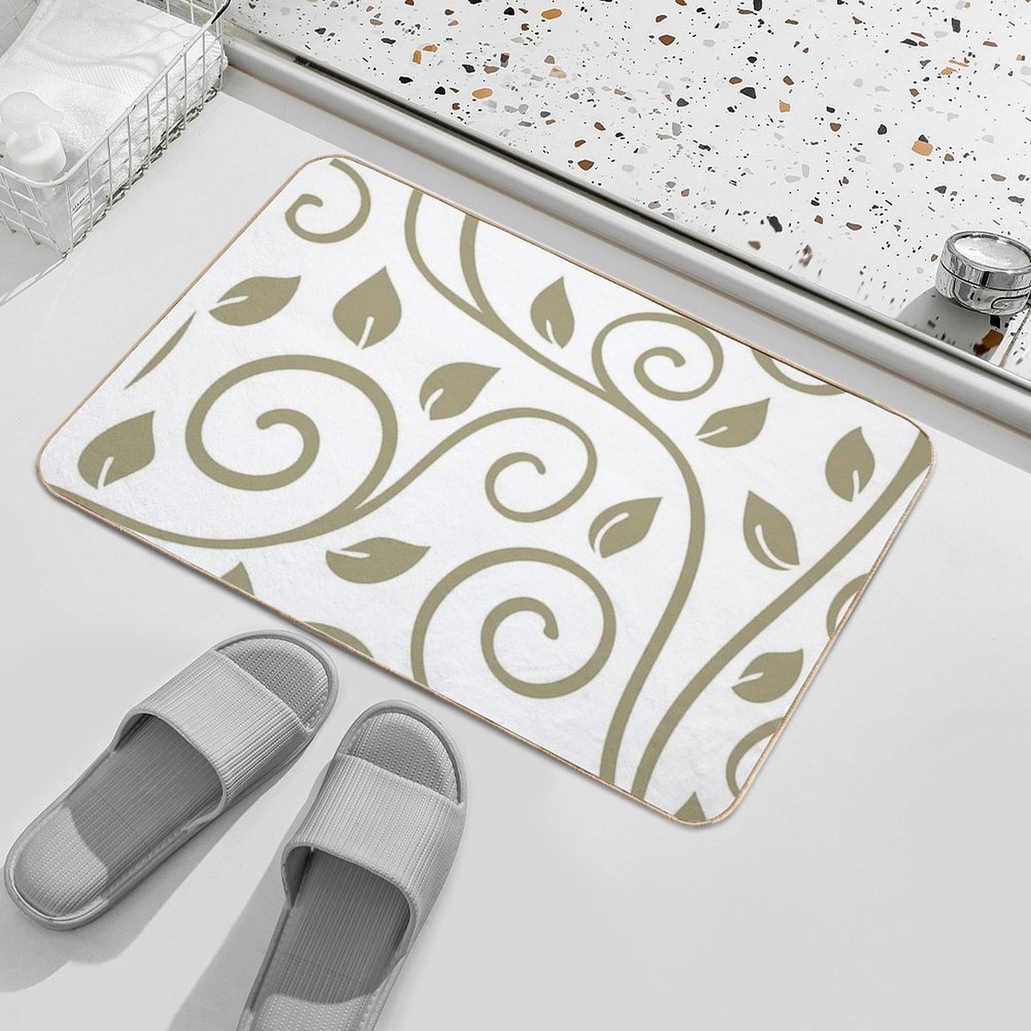 Leaf Floral Pattern  Pet-Safe Bath Mat