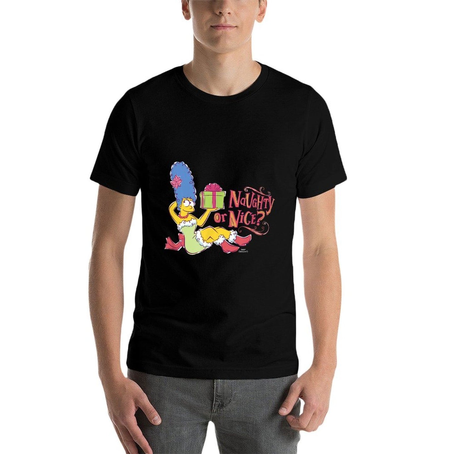 The Simpsons Christmas Marge Naughty Or Nice V2  Slim-fit Cut T-Shirt