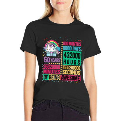 Cute Unicorn 50 Years Lifetime Rainbow 50th Birthday Premium  Heathered Texture T-Shirt