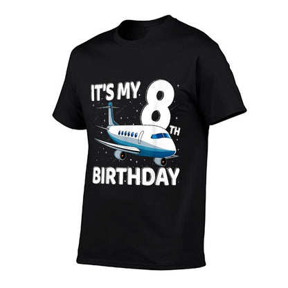 It's My 8th Birthday Airplane 8 Year Old Birthday Boy Girl  High-quality Stitching T-Shirt