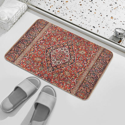 Kashan  Antique Central Persian Rug Print  Easy Maintenance Bath Mat