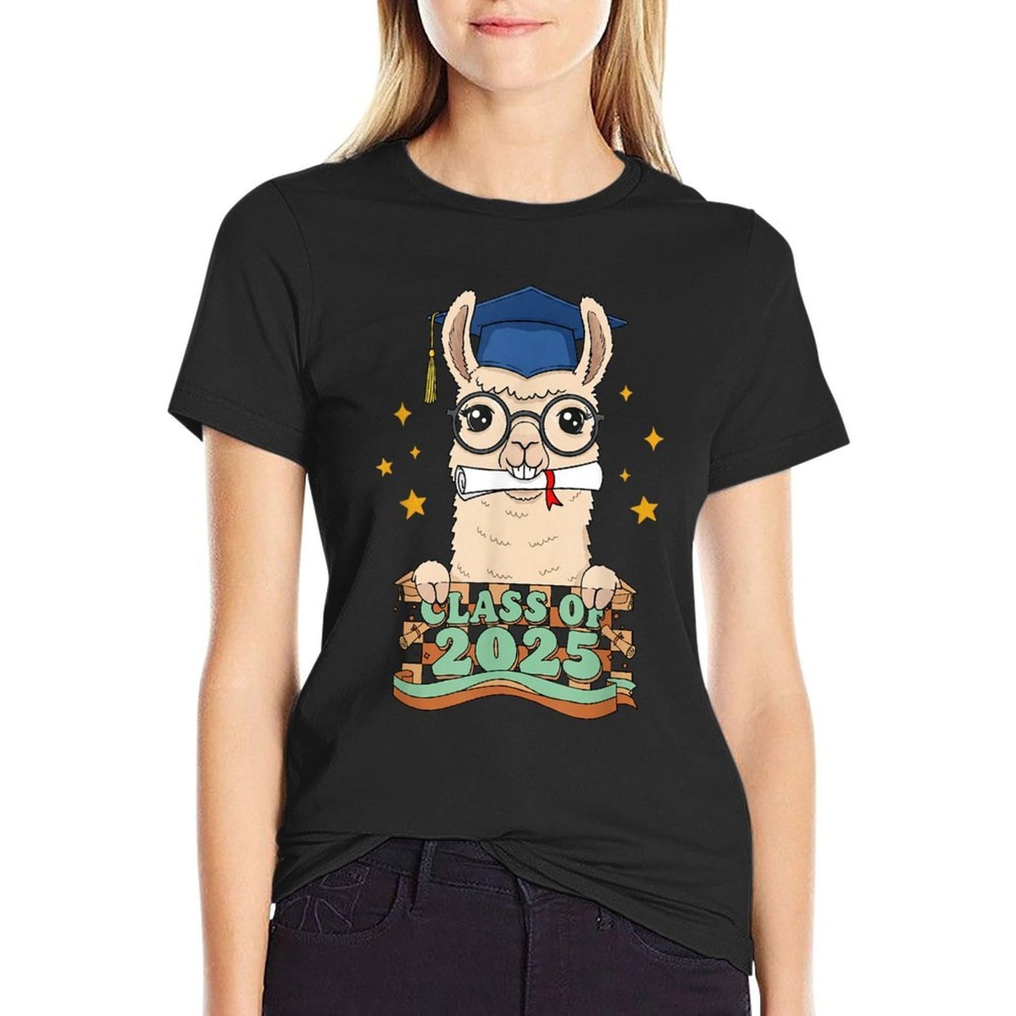 Graduate Llama Class Of 2025 Kids Mens Womens Graduation  Classic T-Shirt