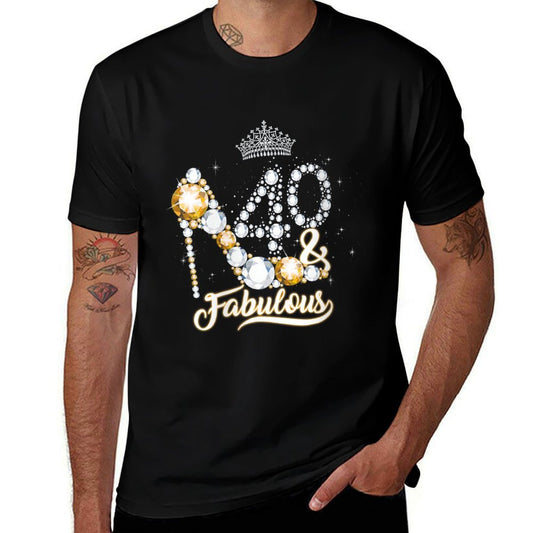 Womens 40 & Fabulous 40th Birthday Diamond Crown Gift Women Girls  Lightweight T-Shirt