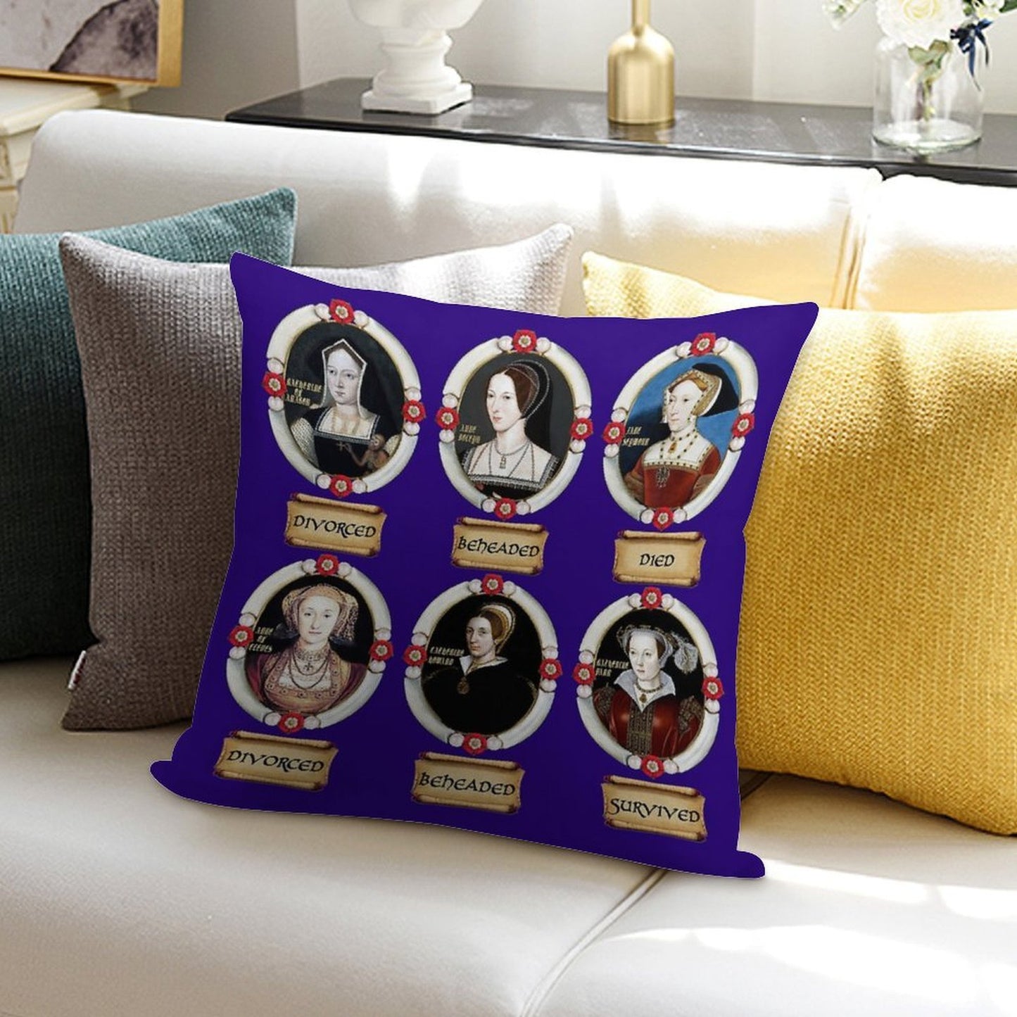 The Six Wives. Soft Gift Ready Throw Pillow