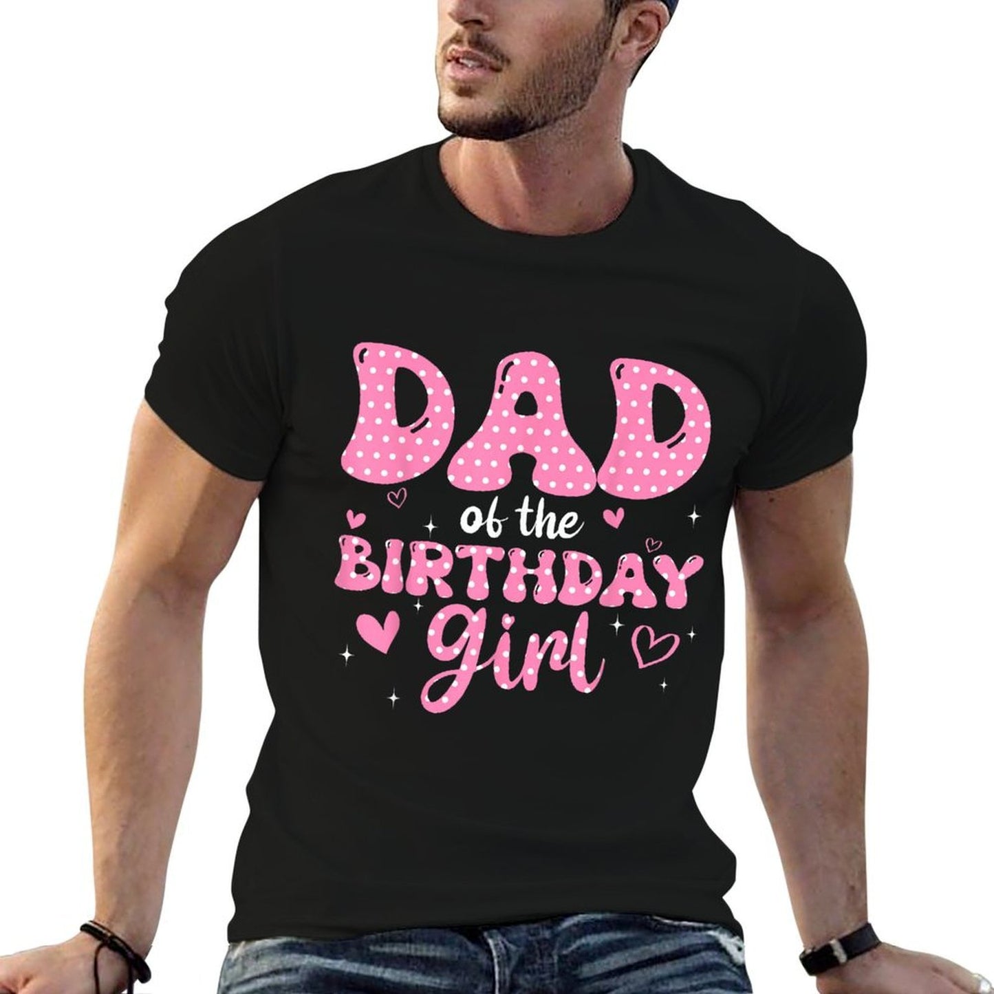 Dad Of The Birthday Pink Girl Matching Family  Stretchy T-Shirt