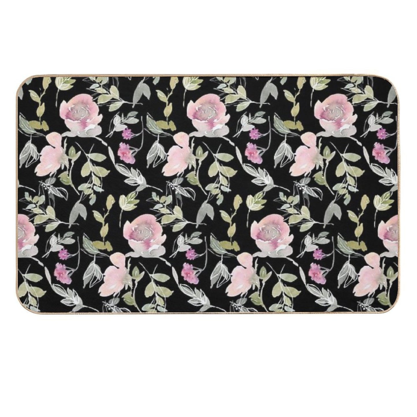 Oriental Floral Pattern in Watercolors  Odorless Bath Mat