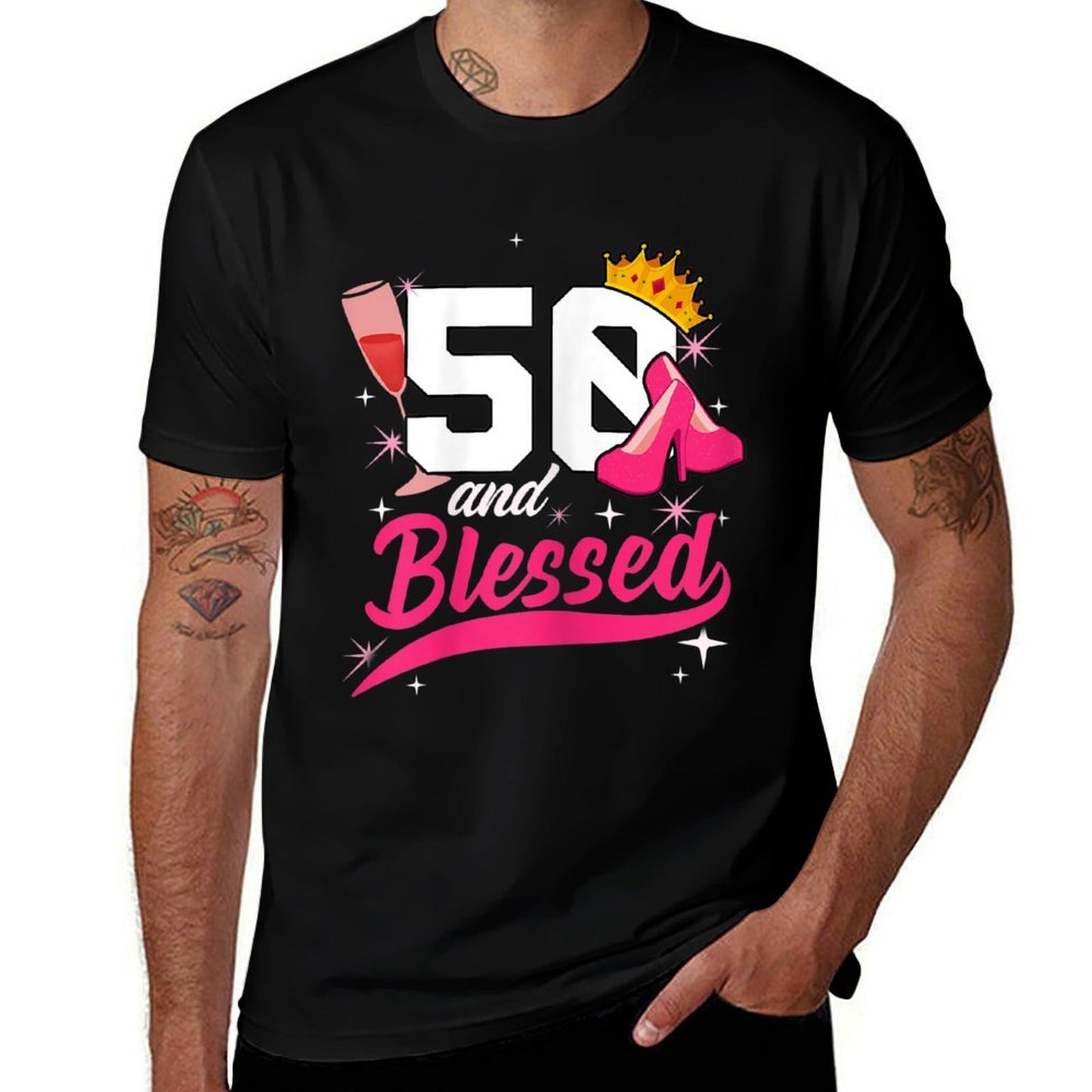 Womens 50th Blessed Birthday Lady for Her Fiftieth Bday Woman  Relaxed-fit T-Shirt