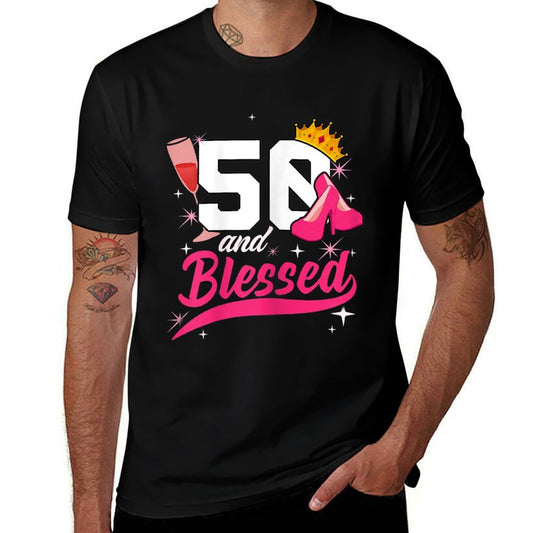 Womens 50th Blessed Birthday Lady for Her Fiftieth Bday Woman  Relaxed-fit T-Shirt