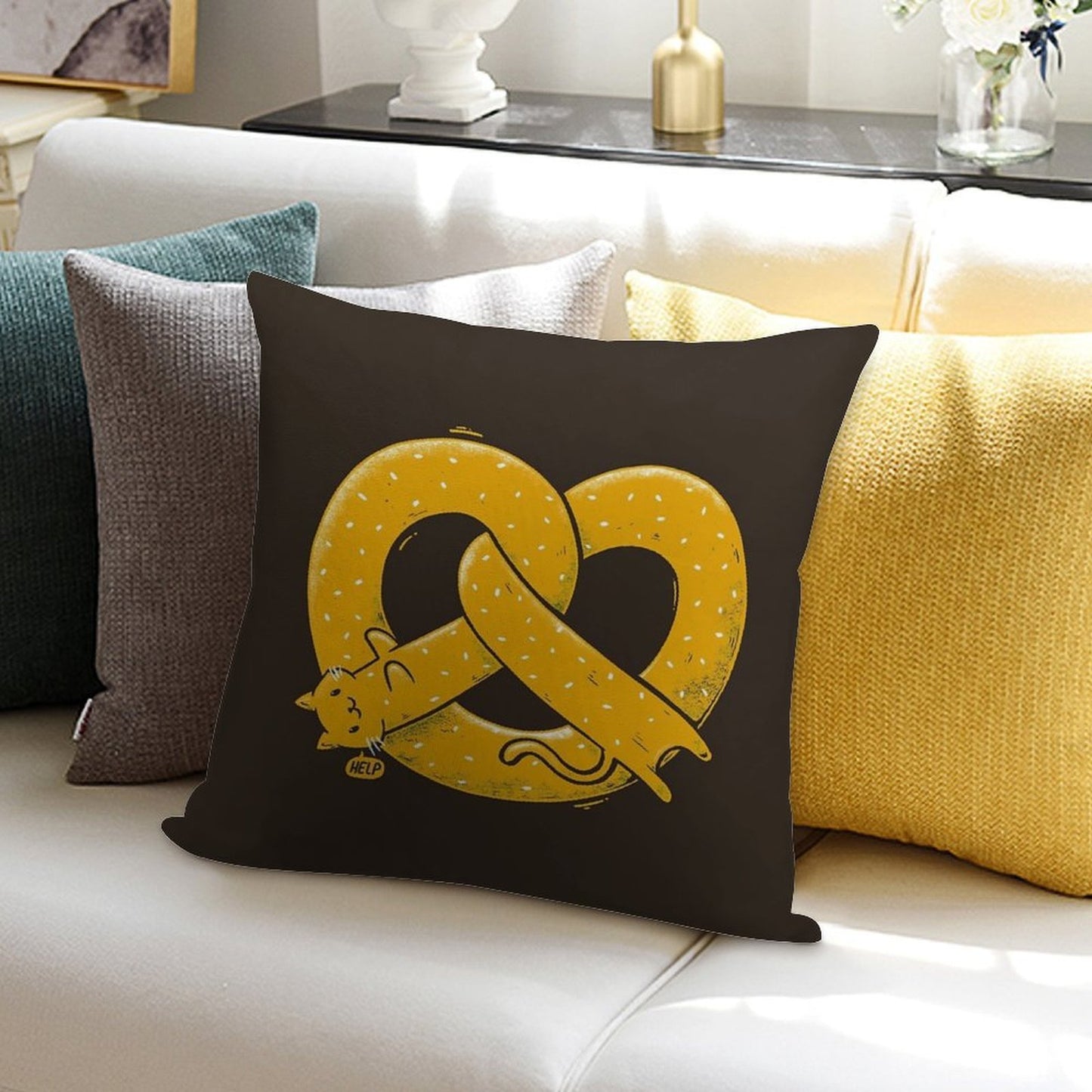 The Long Cat Is A Pretzel Soft Ultra-Soft Texture Throw Pillow