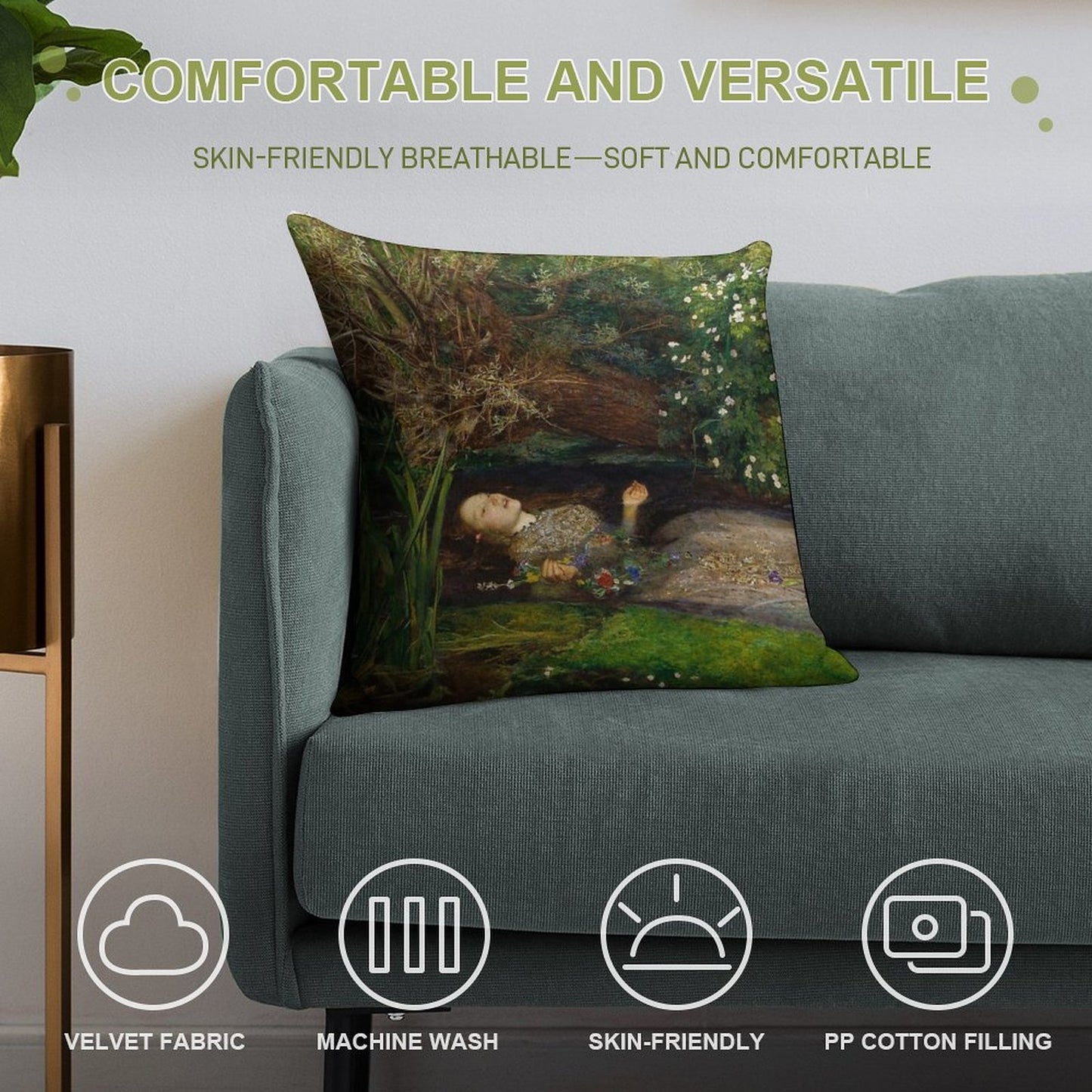 Ophelia - John Everett Millais Soft Style Accent Throw Pillow