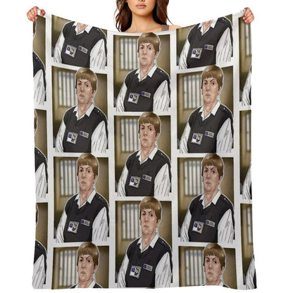 Celebrating The Gay Icons - Sylvia Hollamby Aka Bodybag from Bad Girls Wrinkle-free Throw Blanket