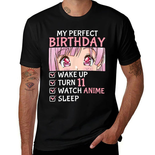 11th Birthday Watch Anime 11 Years Old Animen Girls  Slim-fit Cut T-Shirt