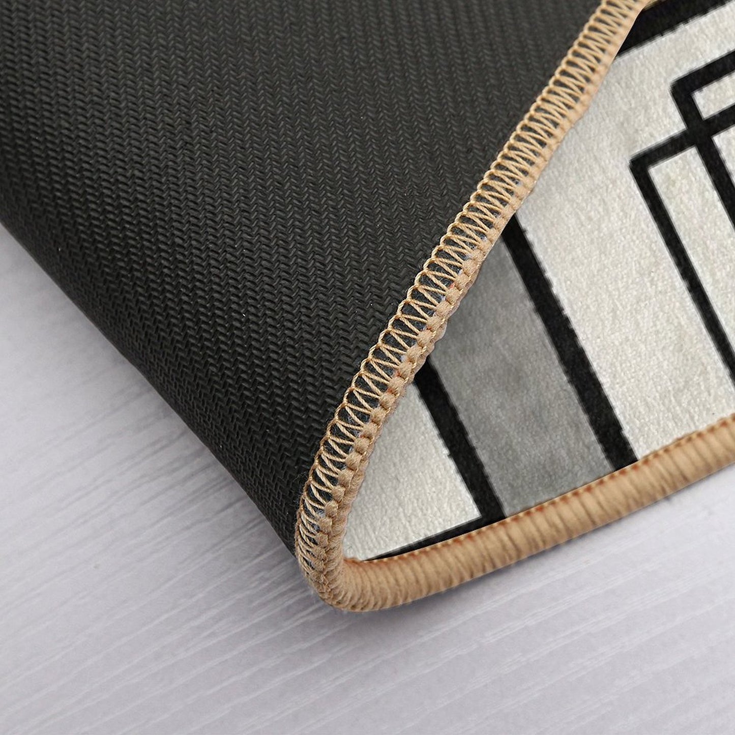 Piet Composition - Mid-Century Modern Minimalist Geometric Abstract in Muted Mustard Gold, Gray, And Cream  Absorbent Bath Mat