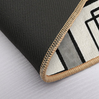 Piet Composition - Mid-Century Modern Minimalist Geometric Abstract in Muted Mustard Gold, Gray, And Cream  Absorbent Bath Mat