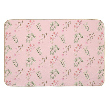 Pretty Pink Pattern Flowers  Pet-Safe Bath Mat
