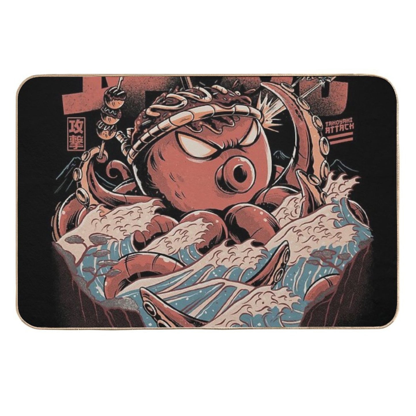 Takoyaki Attack Black Version  Stain-Proof Bath Mat