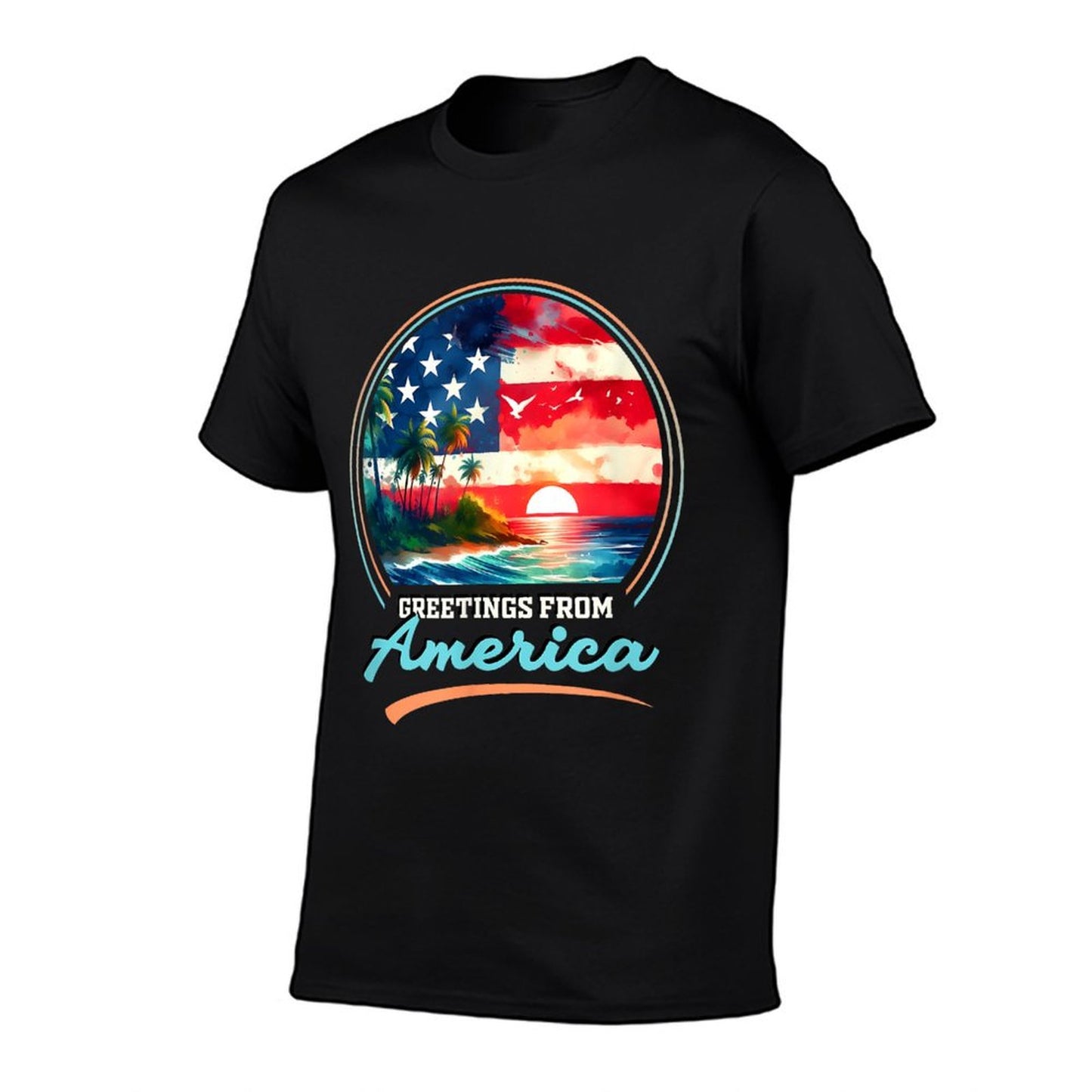 Gulf Of USA America Retro Vintage Beach High-quality Stitching T-Shirt
