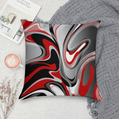 Liquify - Red, Gray, Black, White Soft Hidden Zipper Throw Pillow