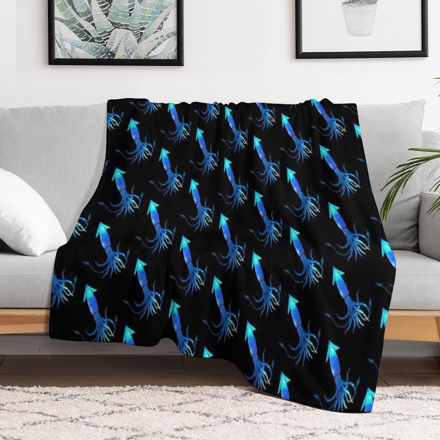 Astral Giant Squid Machine-washable Throw Blanket