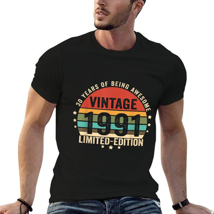Retro Vintage 1991 30 Year Old 30th Birthday for Men Him Her  Heathered Texture T-Shirt