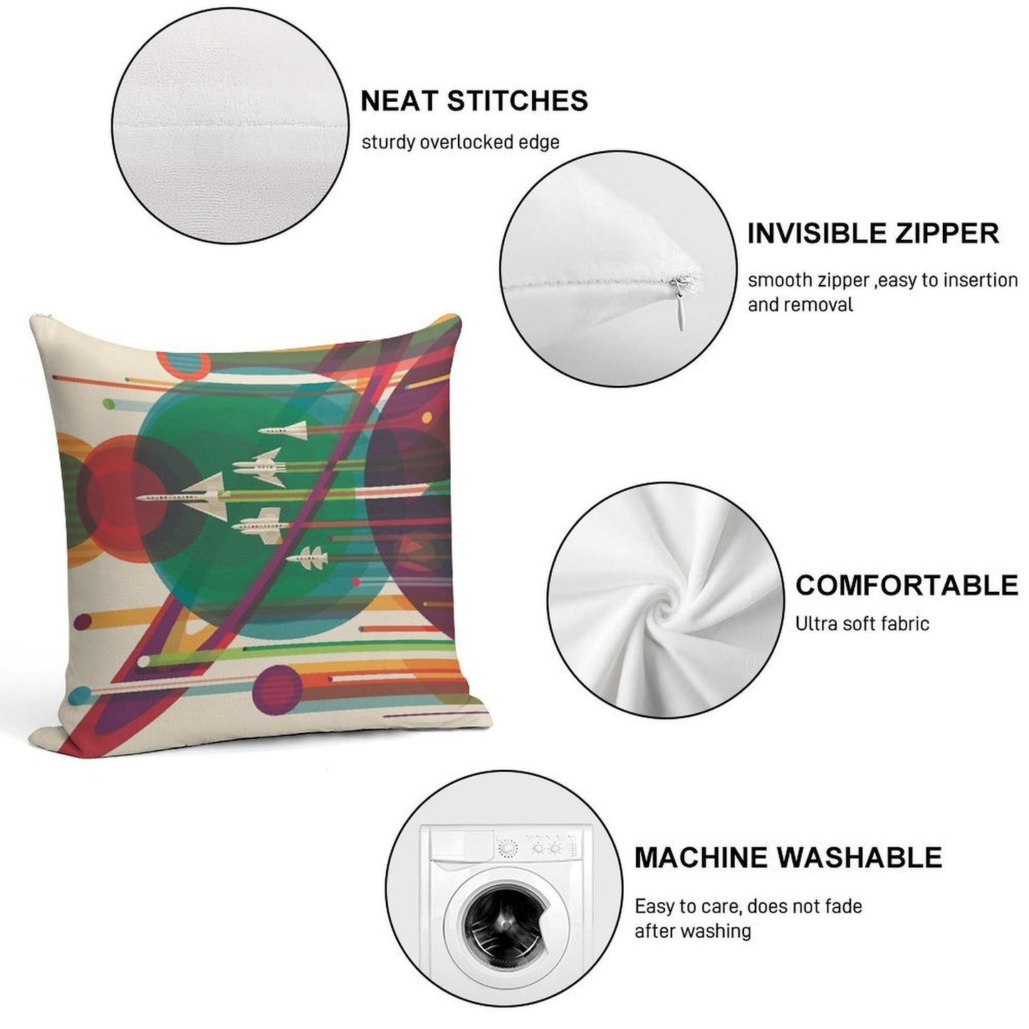 Retro Space Poster - The Grand Tour Soft Ultra-Soft Texture Throw Pillow