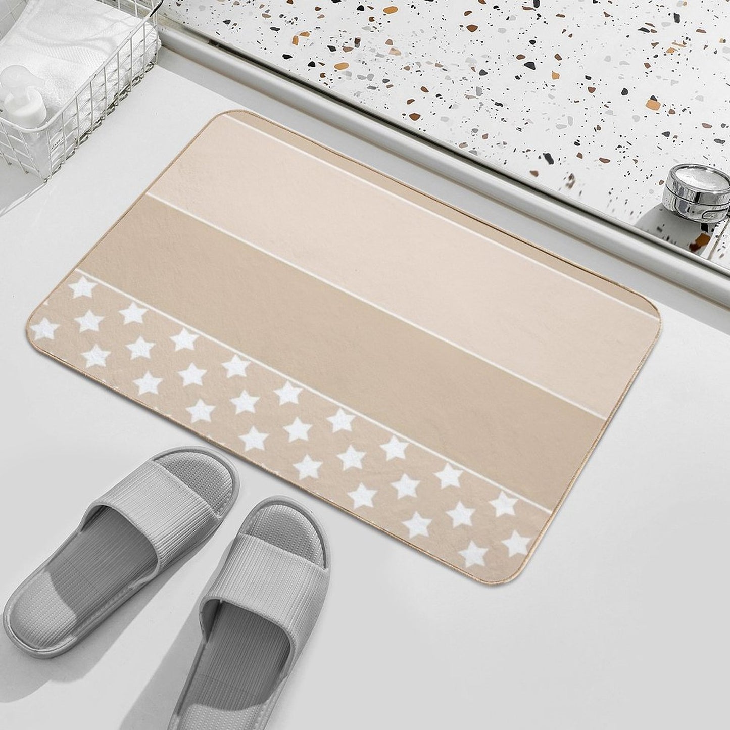 Beige White Set  High-Traffic Bath Mat