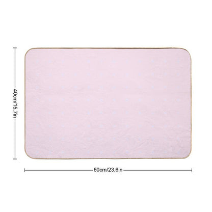 Spaced-Out Tiny Hexagons, Simple Geometric Print, Pale Purple on Pastel Pink  Rapid-Drying Bath Mat