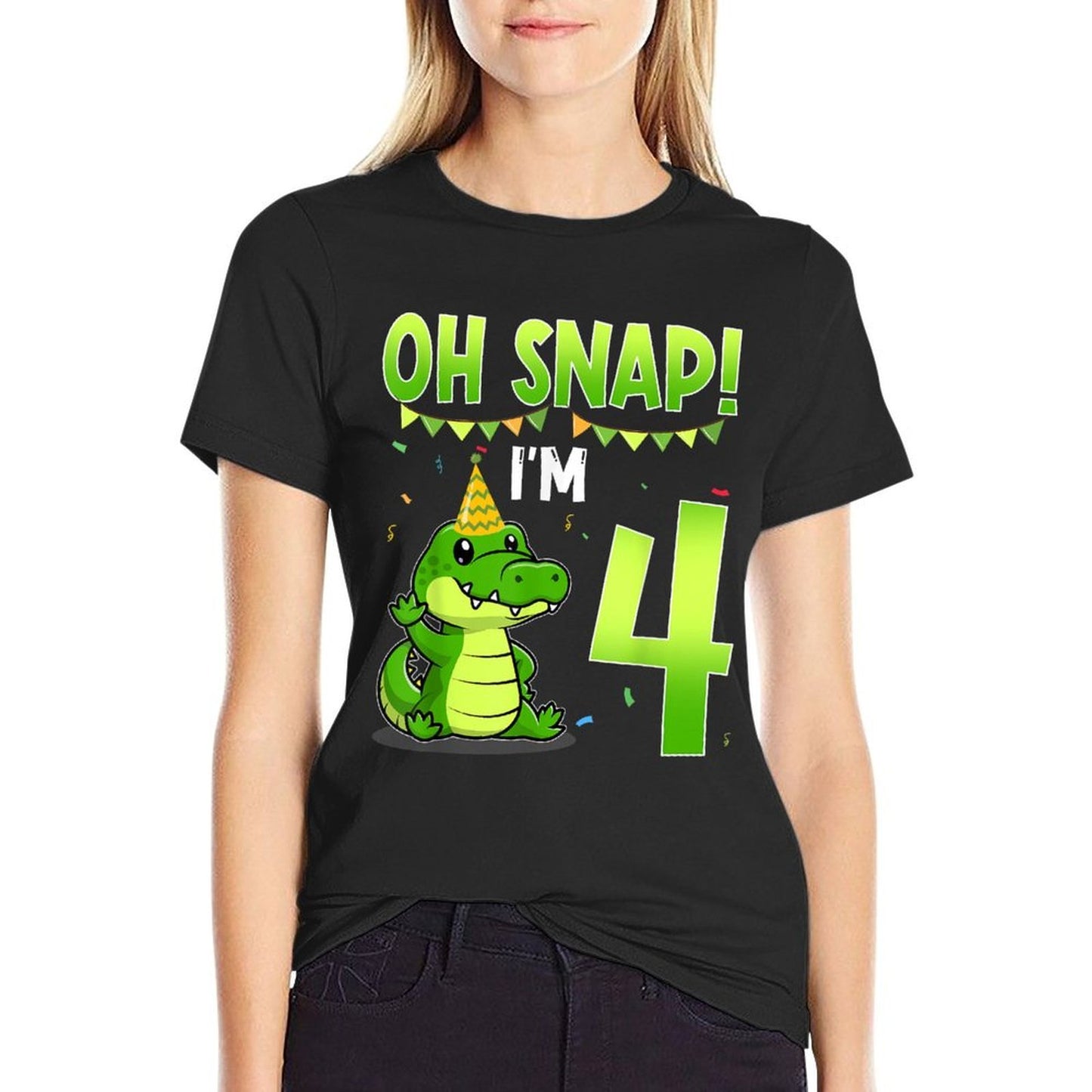 Oh Snap I'm 4 Crocodile Alligator 4th Years Old Birthday  Odor-resistant T-Shirt