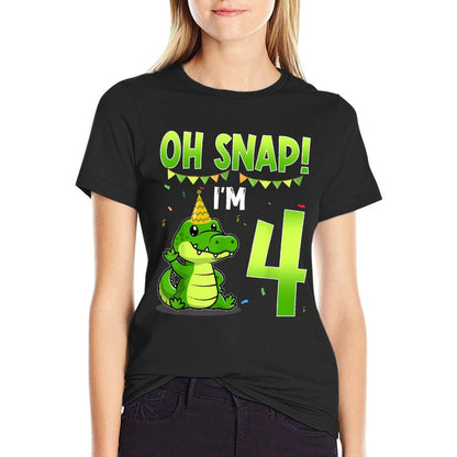Oh Snap I'm 4 Crocodile Alligator 4th Years Old Birthday  Odor-resistant T-Shirt