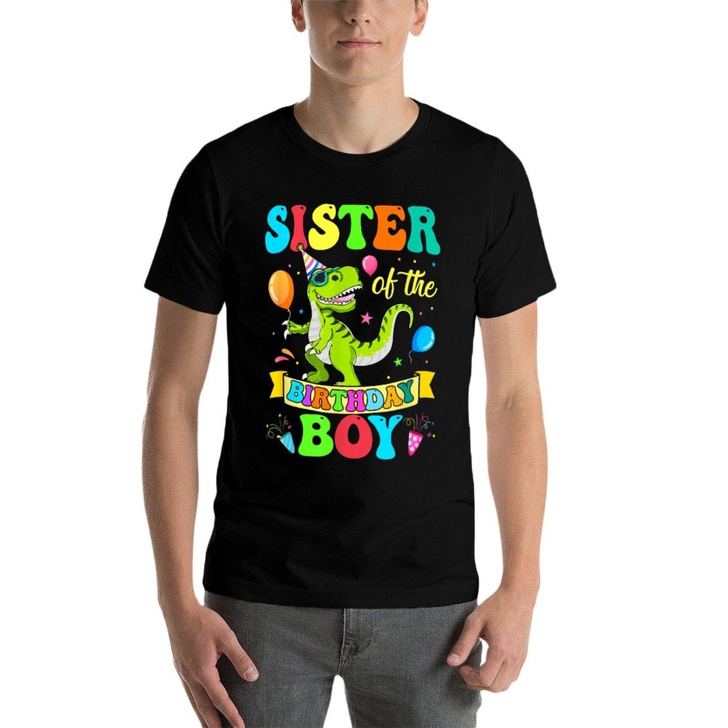 Sister Of The Birthday Boy T-Rex Dinosaur Birthday Party  Durable T-Shirt