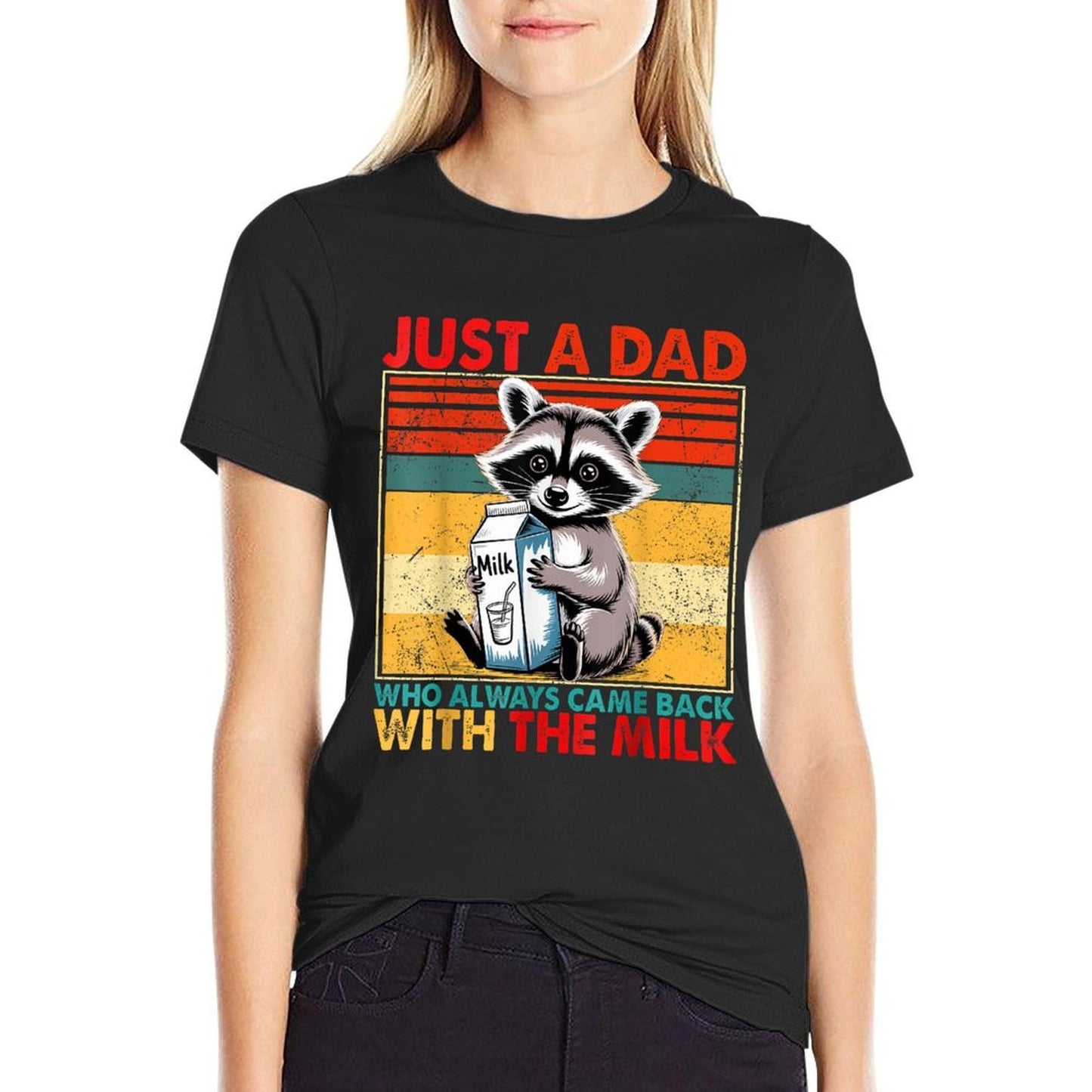Just A Dad Who Always Came Back with The Milk Fathers Day  Trendy Pattern T-Shirt