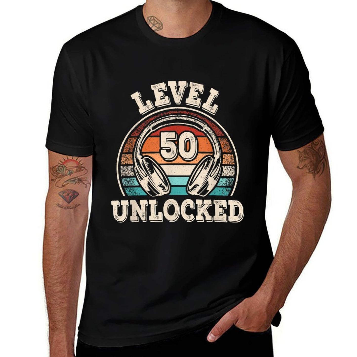 Level 50 Unlocked Gaming 50 Years Old 50th Birthday Gamer  Tagless Design T-Shirt
