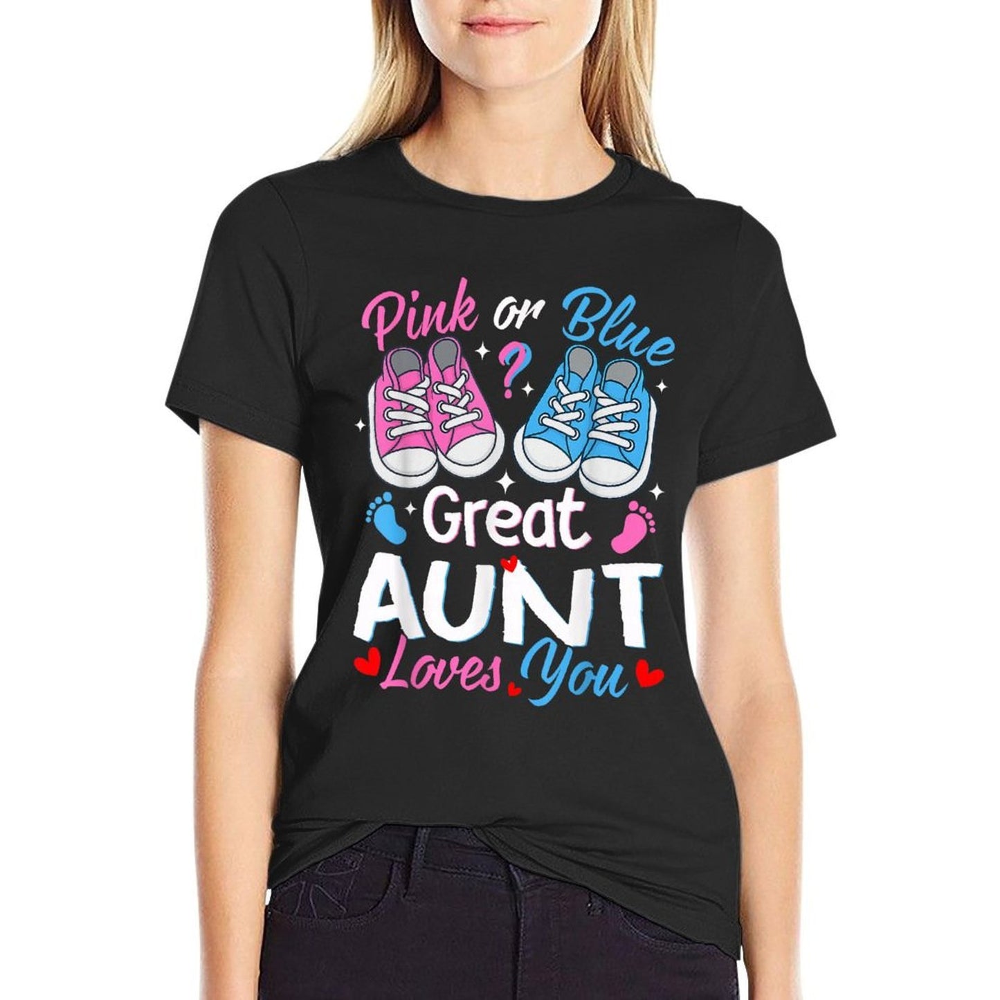 Pink Or Blue Great Aunt Loves You Gender Reveal  Durable T-Shirt