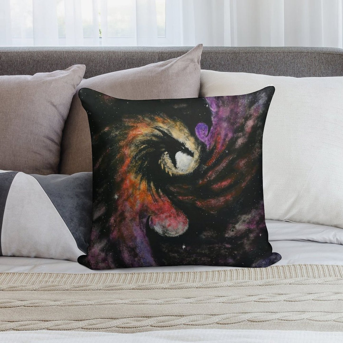 Dragon Galaxy Soft Bedroom Essential Throw Pillow