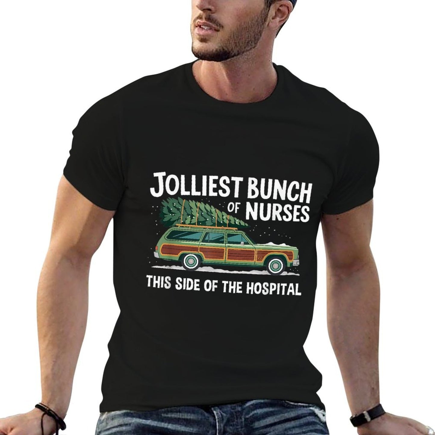 Jolliest Bunch of Nurses Holiday Fun Christmas Nursing Humor  Lightweight T-Shirt