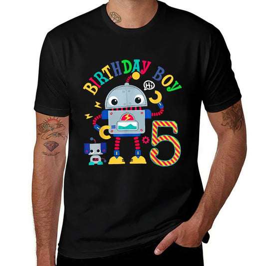 5 Year Old Robot 5th Birthday Science Robotics  Oversized Silhouette T-Shirt