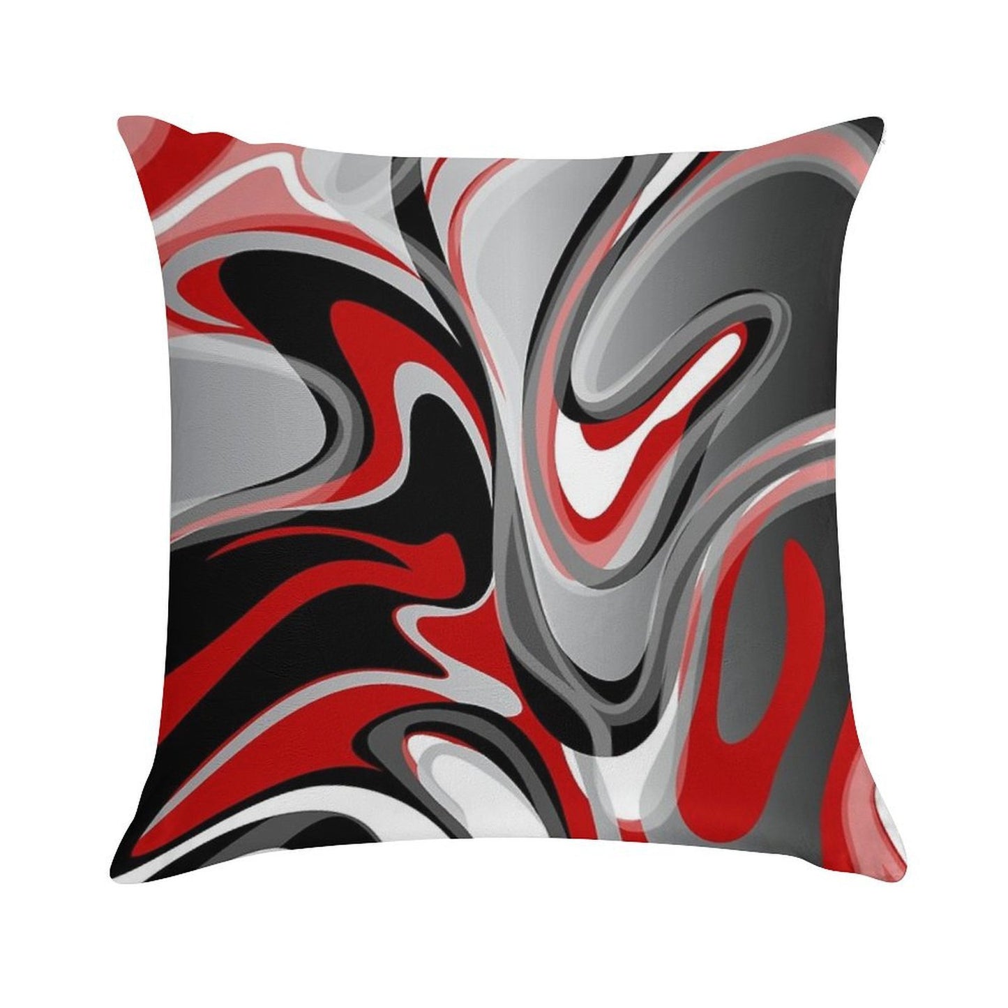 Liquify - Red, Gray, Black, White Soft Hidden Zipper Throw Pillow