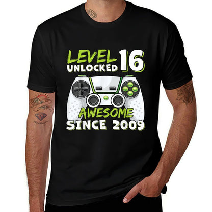 16 Year Old BDay Decorations Son Boy 16yr 2009 16th Birthday  Ribbed Collar T-Shirt