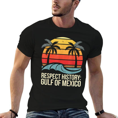 Respect History Gulf Of Mexico Retro Vintage Beach 1672  Rolled Sleeves T-Shirt