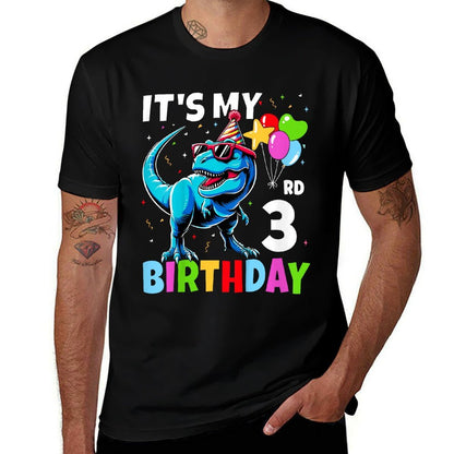 Kids 3rd Birthday Boy 3yr Three 3 Year Old Dinosaur T-Rex  Relaxed-fit T-Shirt