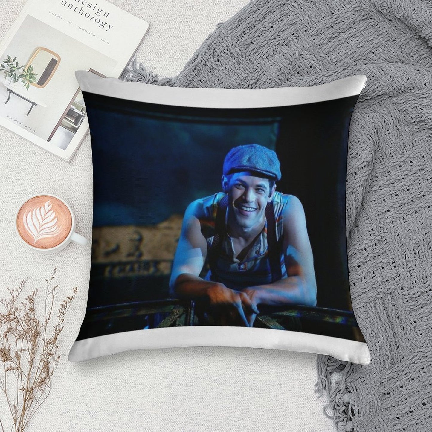Jeremy Jordan Newsies Poster2 Soft Washable Throw Pillow