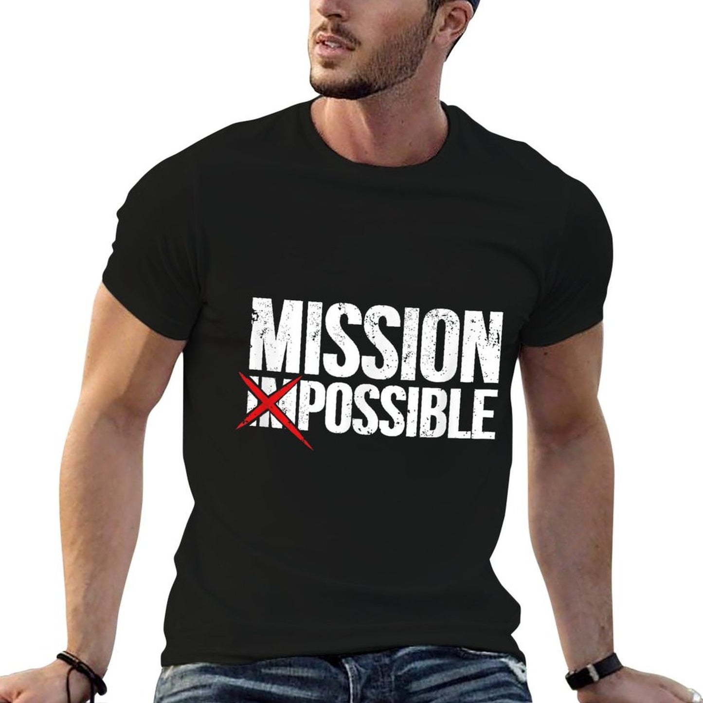 Mission Possible Saying Quote. Inspirational Religious  Summer-ready Fabric T-Shirt