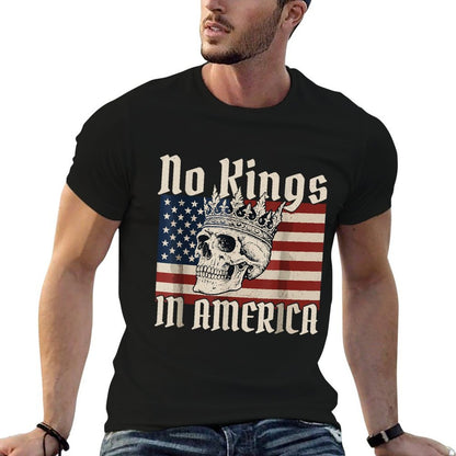 No Kings in America Skull American Flag King Skull  Odor-resistant T-Shirt