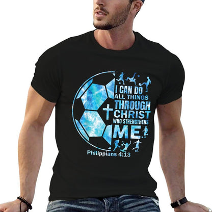 Boys Soccer Christian I Can Do All Things Religious  Trendy Pattern T-Shirt