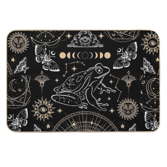 Dark Academia Gothic Frog Tarot Occult Moon Phases with Fairycore Aesthetic, Witchy Magical Goth Fantasy  Multi-Purpose Bath Mat
