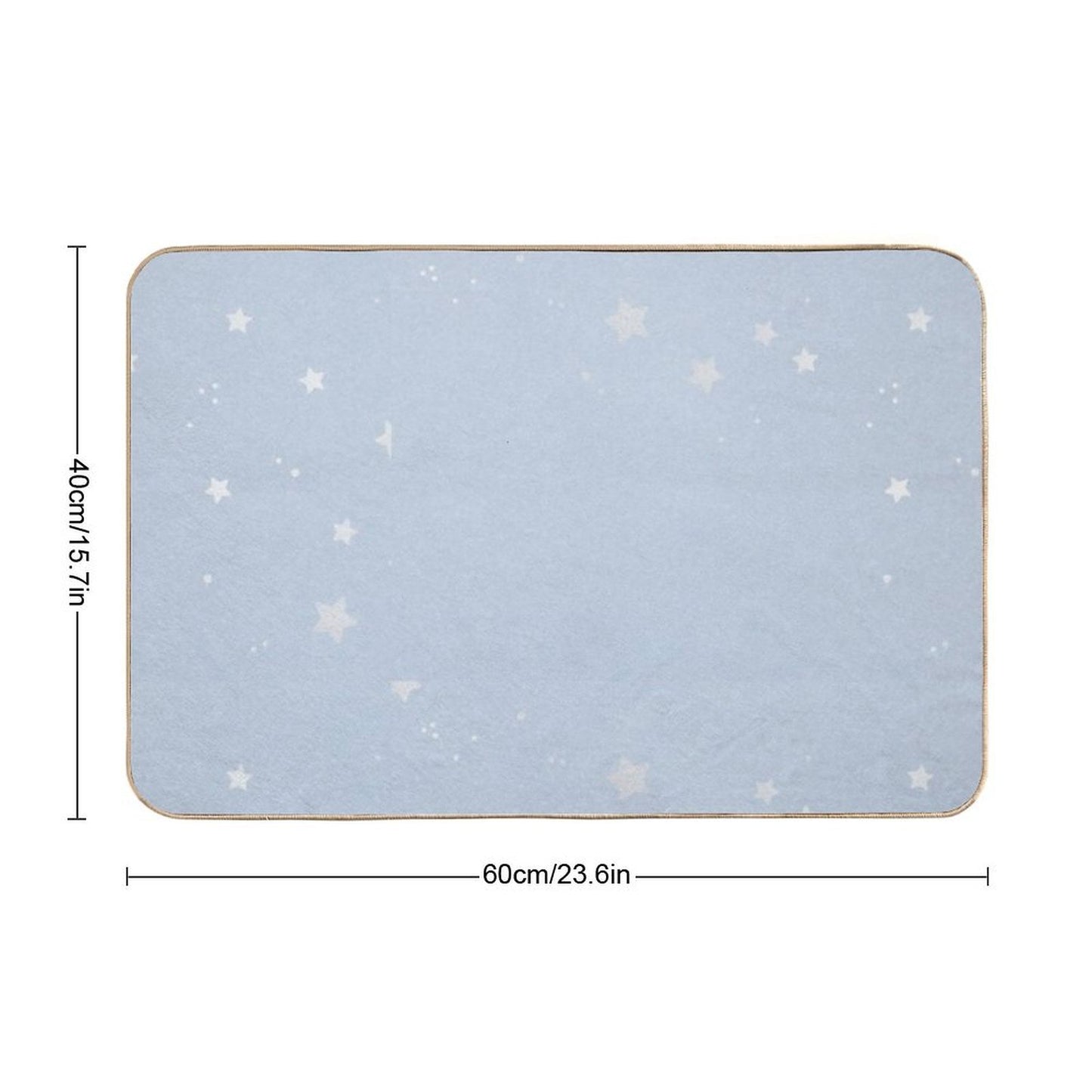 Baby Blue Silver Stars  Non-Slip Bath Mat
