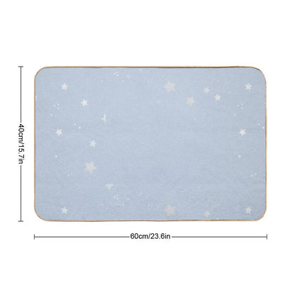 Baby Blue Silver Stars  Non-Slip Bath Mat