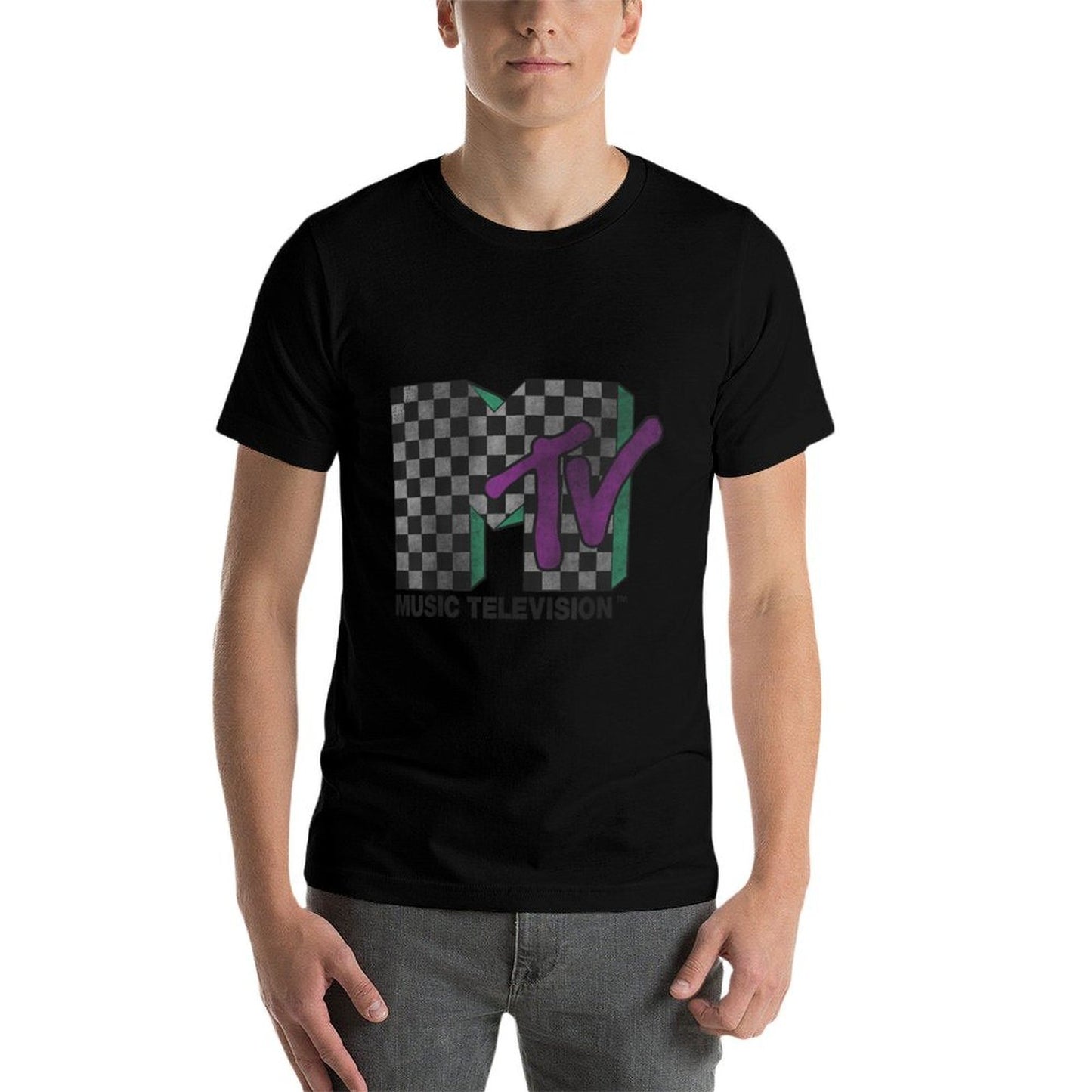 MTV Checkered Distressed Retro Logo  Odor-resistant T-Shirt