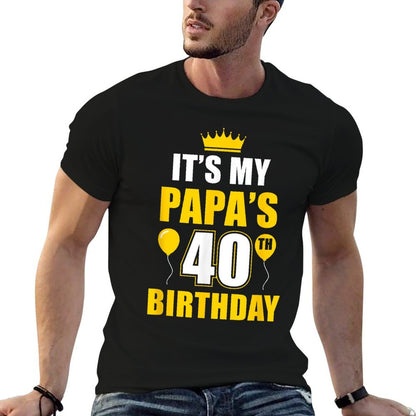 40th Birthday Dad Happy Birthday Papa Is 40  Trendy Pattern T-Shirt