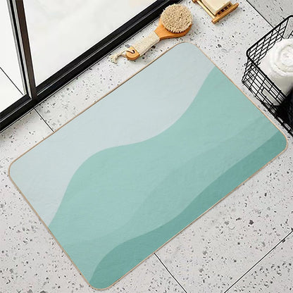 Aesthetic Soft Teal Mountains  Long-Lasting Bath Mat